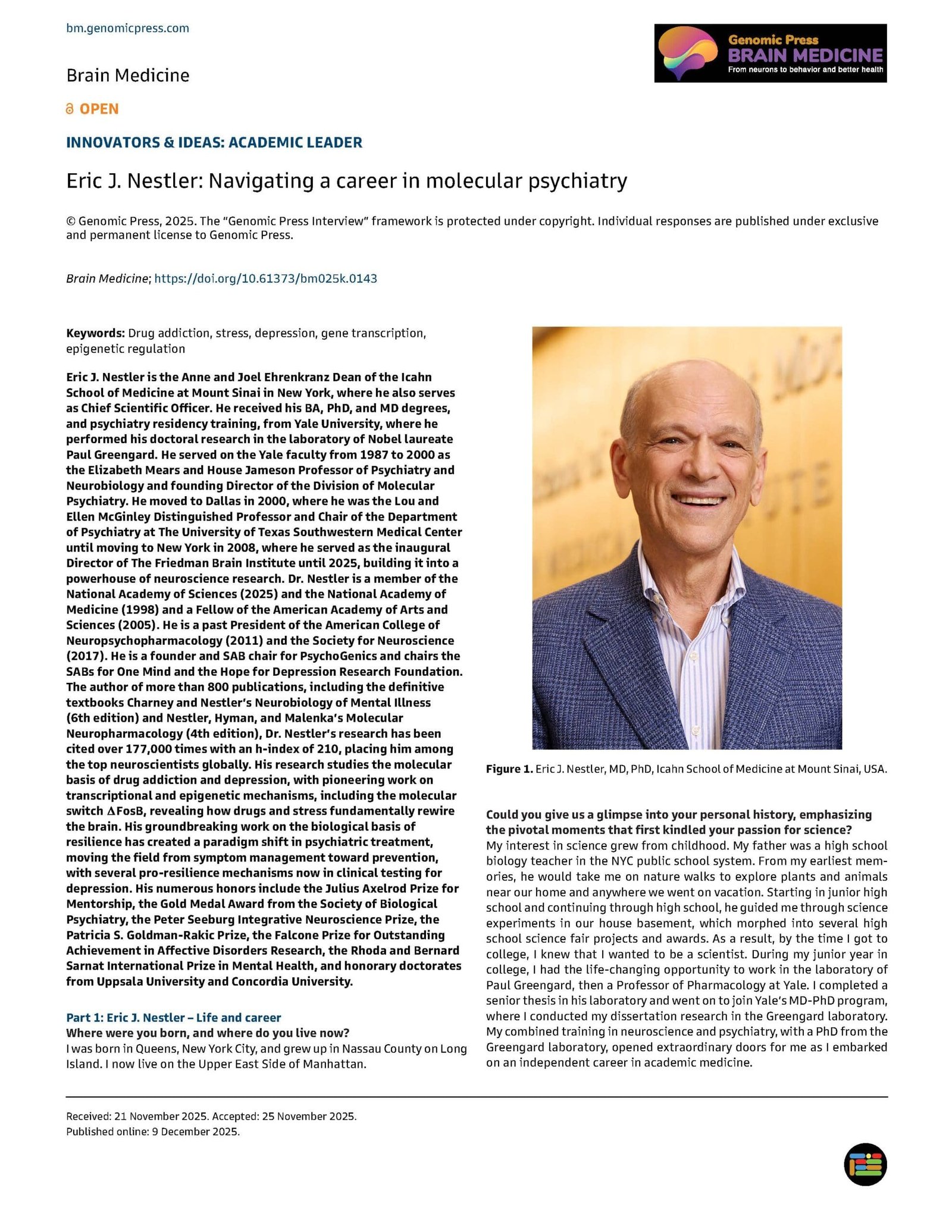 Brain Medicine Interview - Eric Nestler